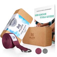 NAJATO Kork Yoga Block Set med Bälte och E-bok